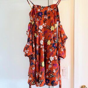 Off-shoulder skater dress in floral